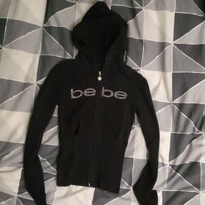 BLACK BEBE ZIP UP HOODIE